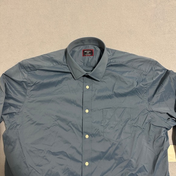 UNTUCKit Gironde Nylon Elastane Relaxed Fit Dress Shirt Blue Mens Size Large - Picture 3 of 10